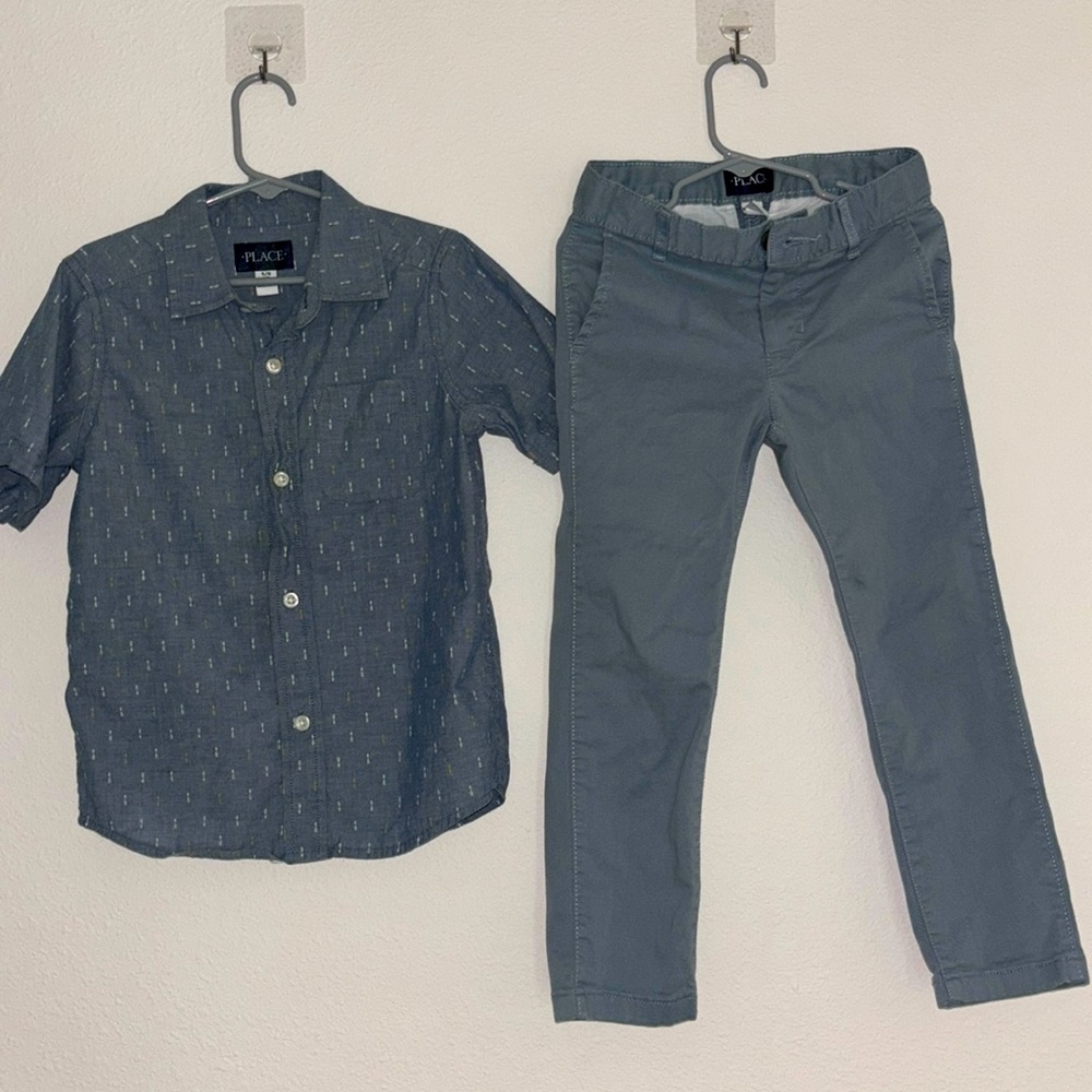 CHILDREN’S PLACE 2pc Toddler boy Button Down Top w/matching Khaki Pants